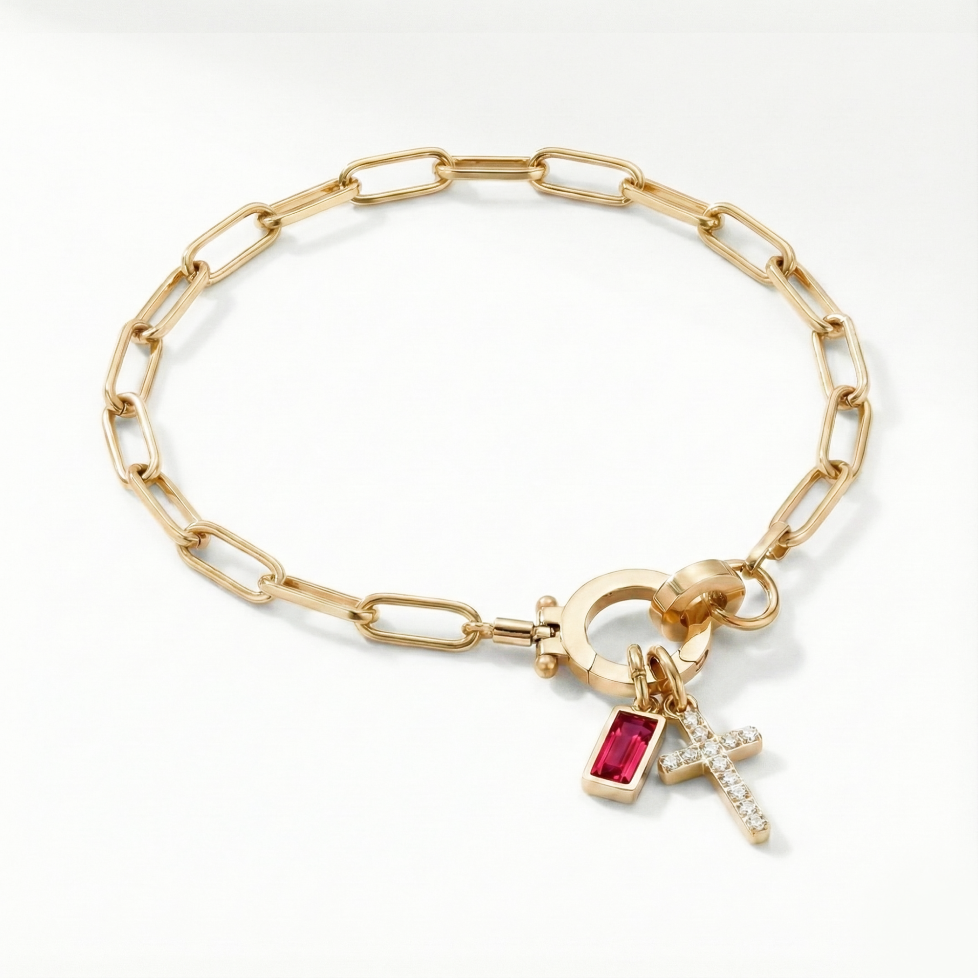 AX Büroklammer-Geburtsstein-Kreuzanhänger-Armband