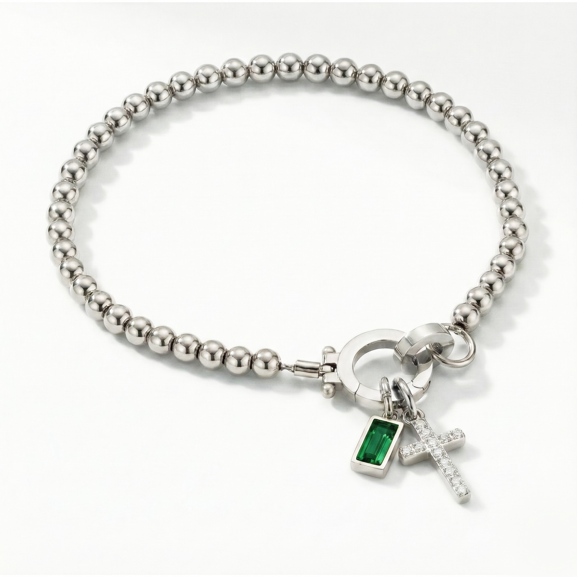 AX Perlen-Geburtsstein-Kreuzanhänger-Armband