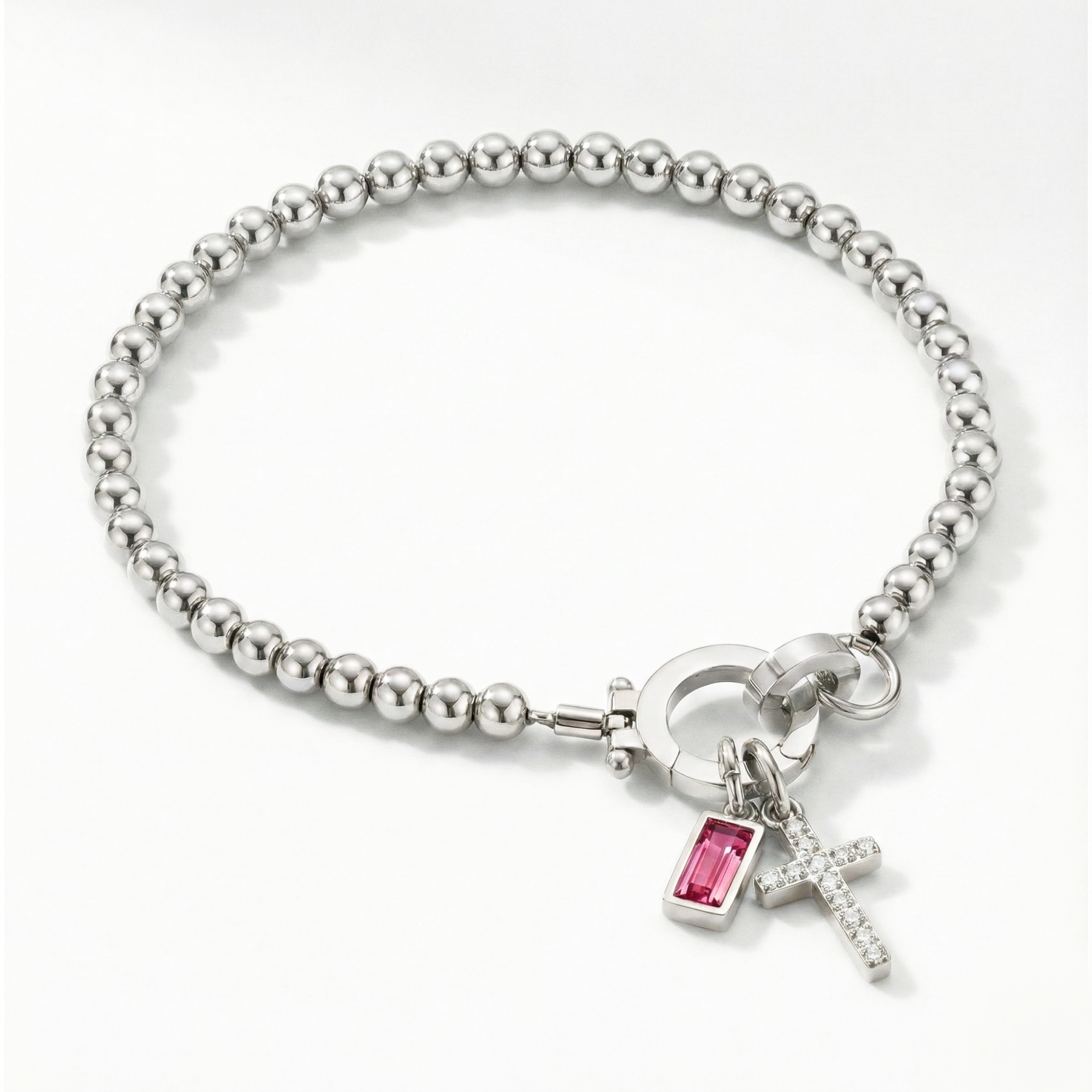 AX Perlen-Geburtsstein-Kreuzanhänger-Armband